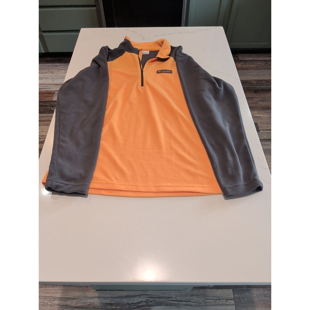 Columbia Fleece 1/4 Zip Pullover Grey Orange Men's Size Medium Long Sleeve